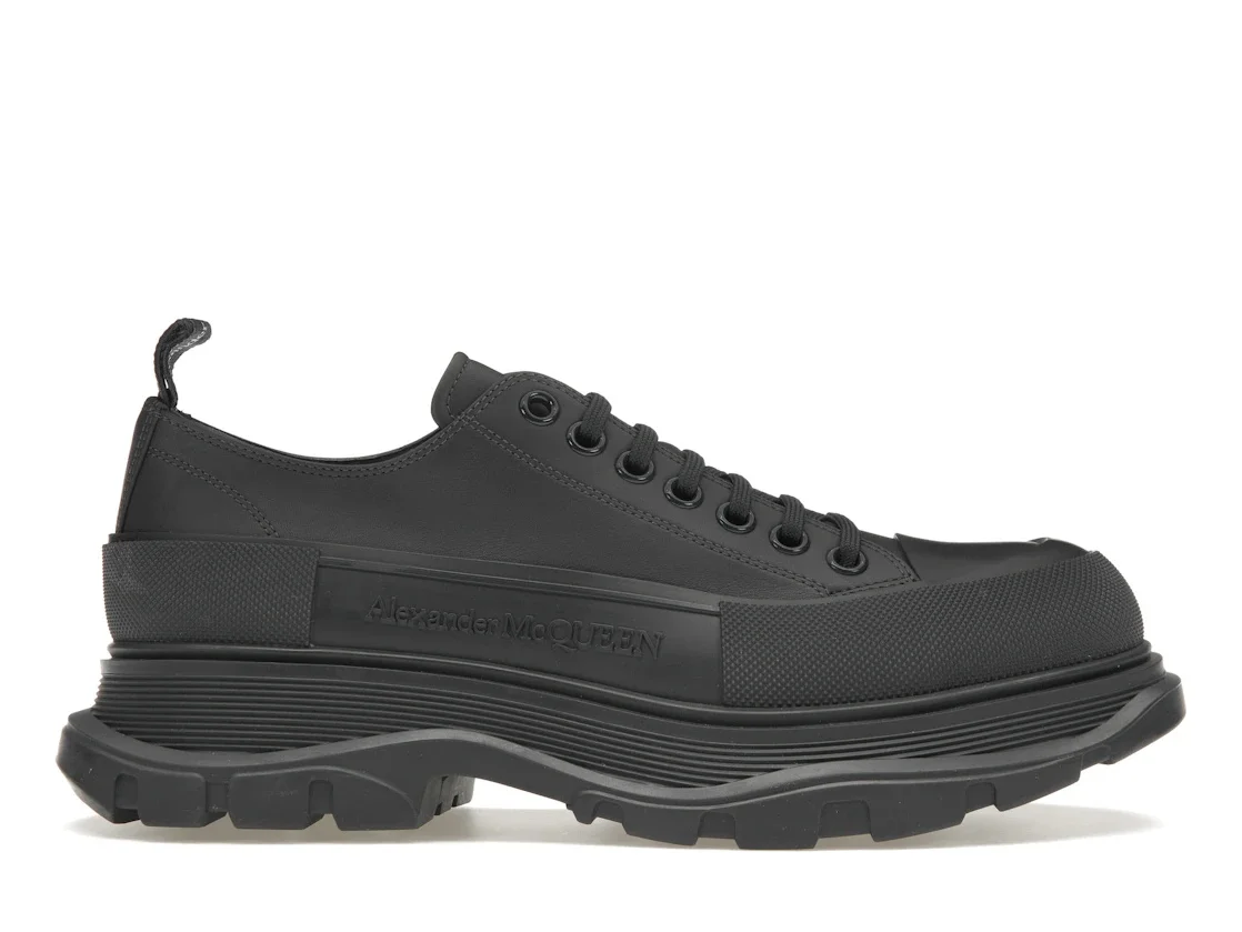 Alexander McQueen Tread Slick Low Lace Up Leather Grey - 1