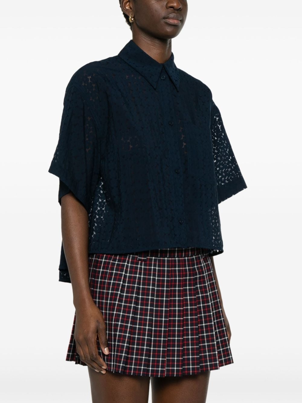 Boke Devore cropped shirt - 3