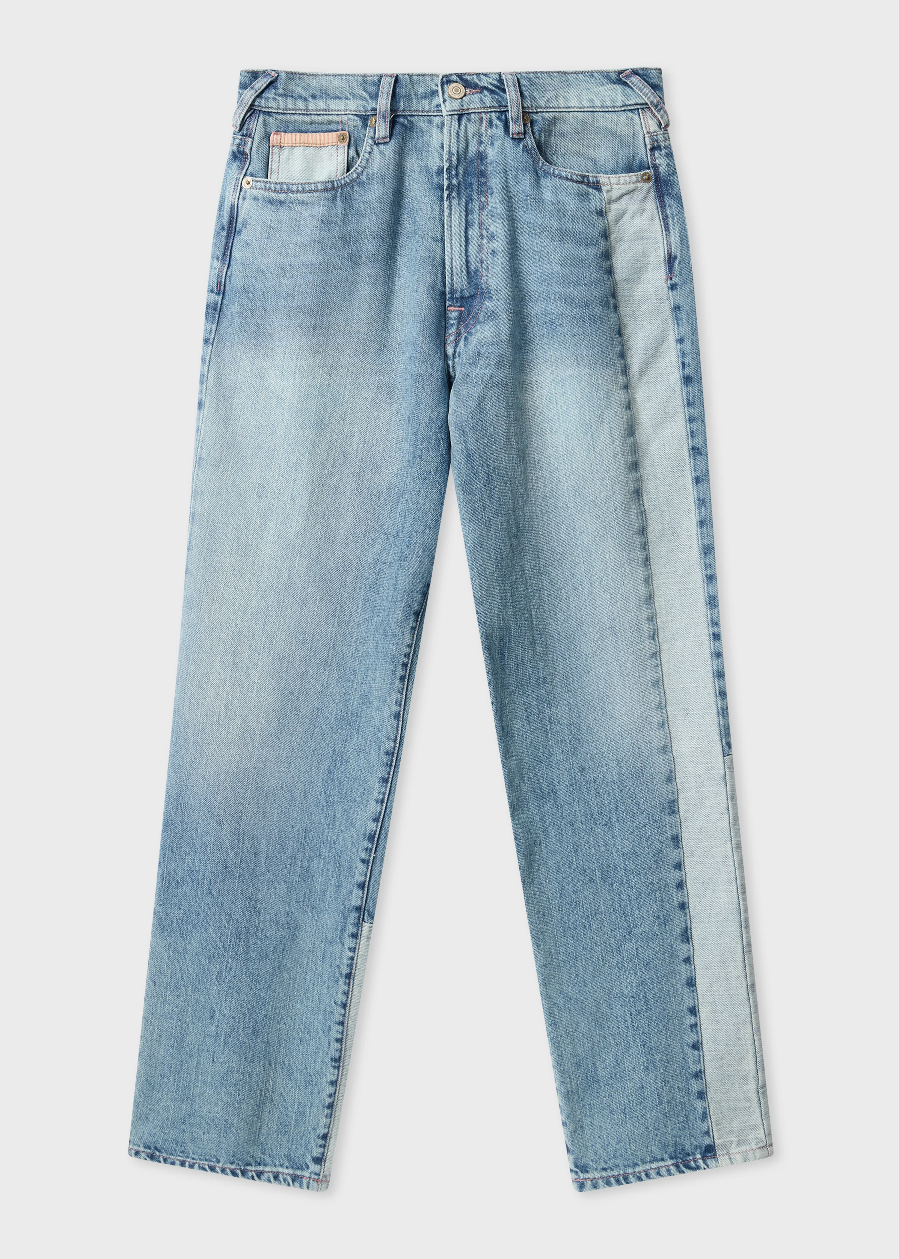 Relaxed-Fit Mid-Wash Patch Jeans - 1