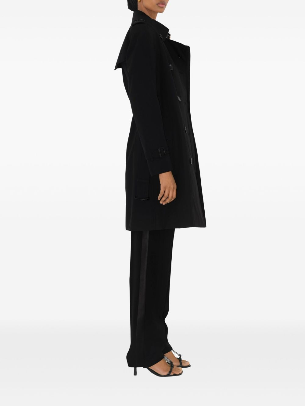 gabardine-weave trench coat - 3