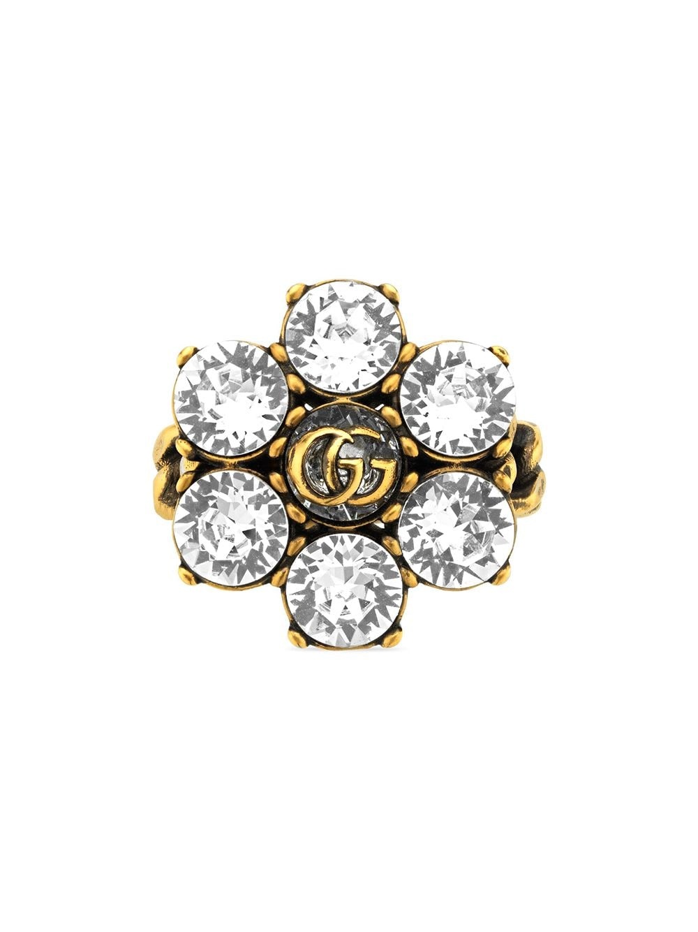 crystal-embellished Double G ring - 1