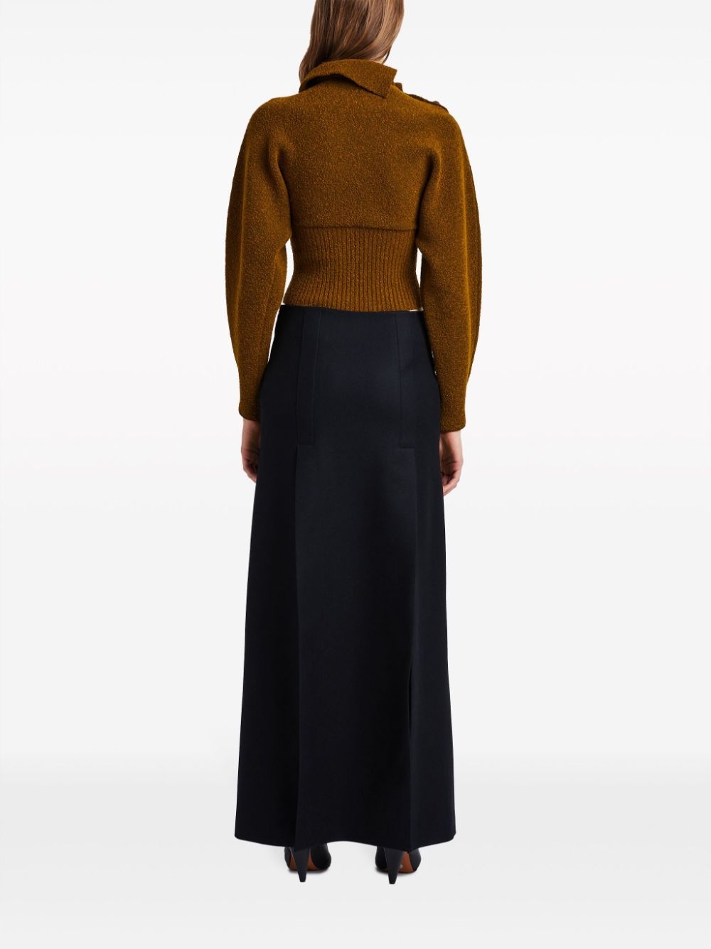 asymmetric-neck bouclÃ© jumper - 4