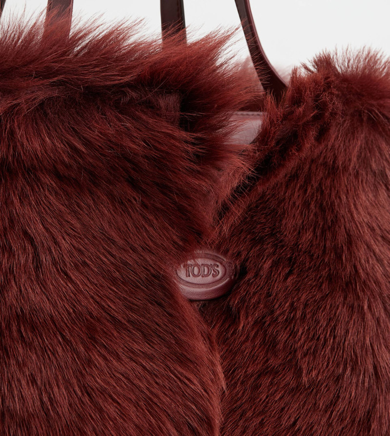 TOD'S DI BAG FOLIO IN FUR MEDIUM-SMALL - BURGUNDY 6