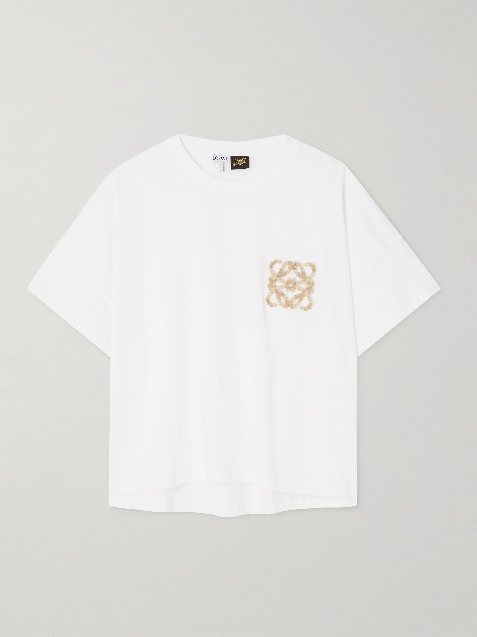 + Paula's Ibiza bouclé-appliquéd cotton-jersey T-shirt White - 1