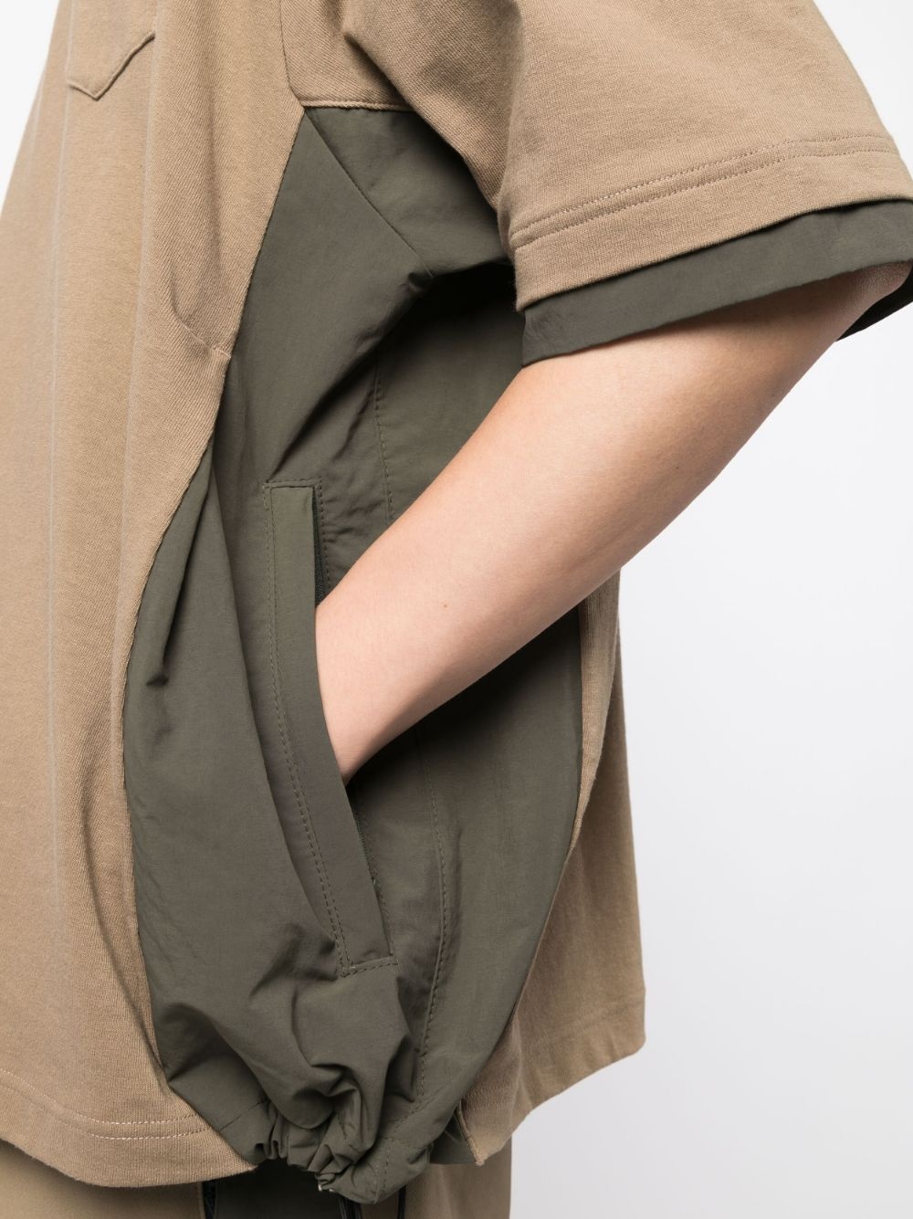 panelled cotton T-shirt - 8