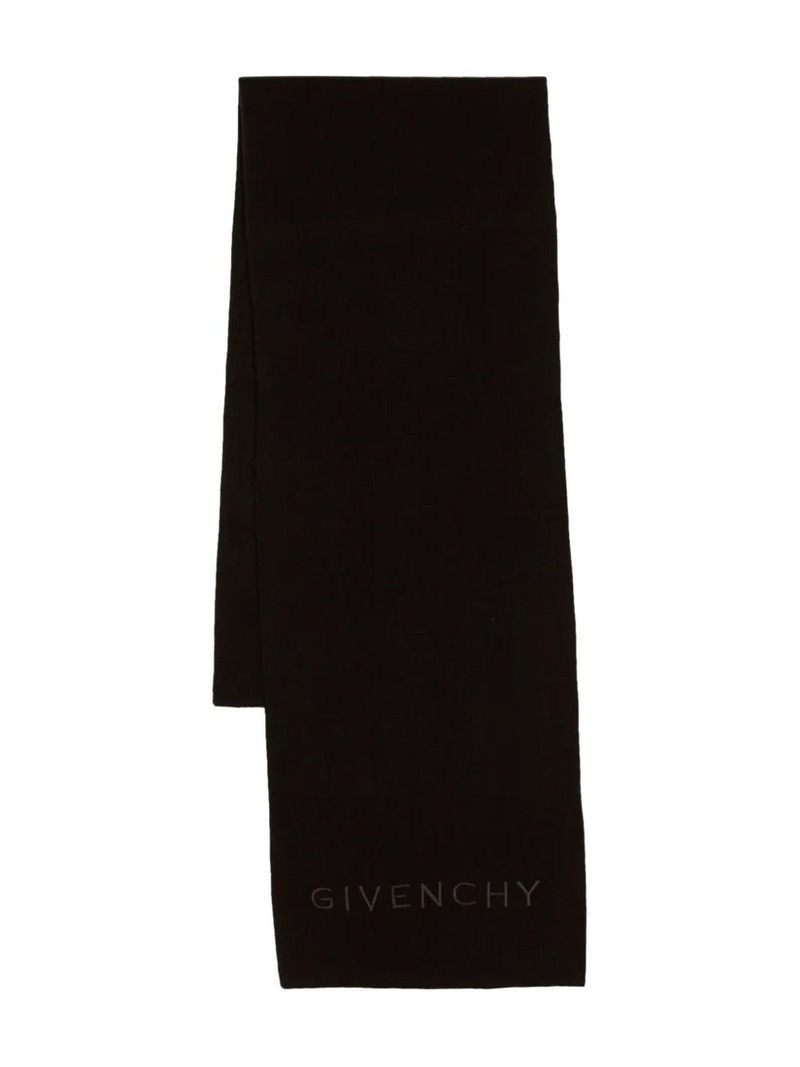 logo-embroidered wool scarf 1