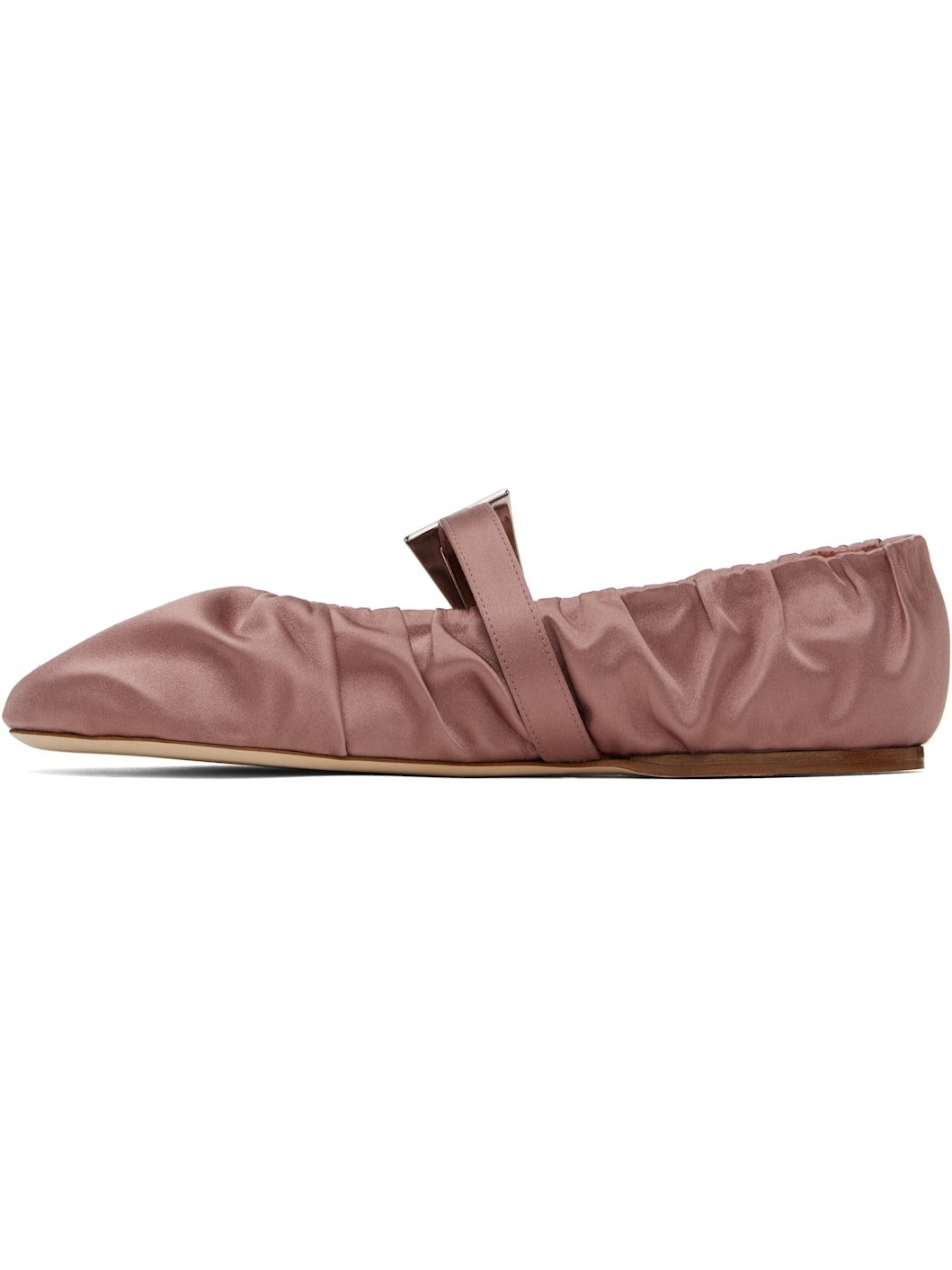 Pink Sveva Plisse Buckle Ballerina Flats - 3