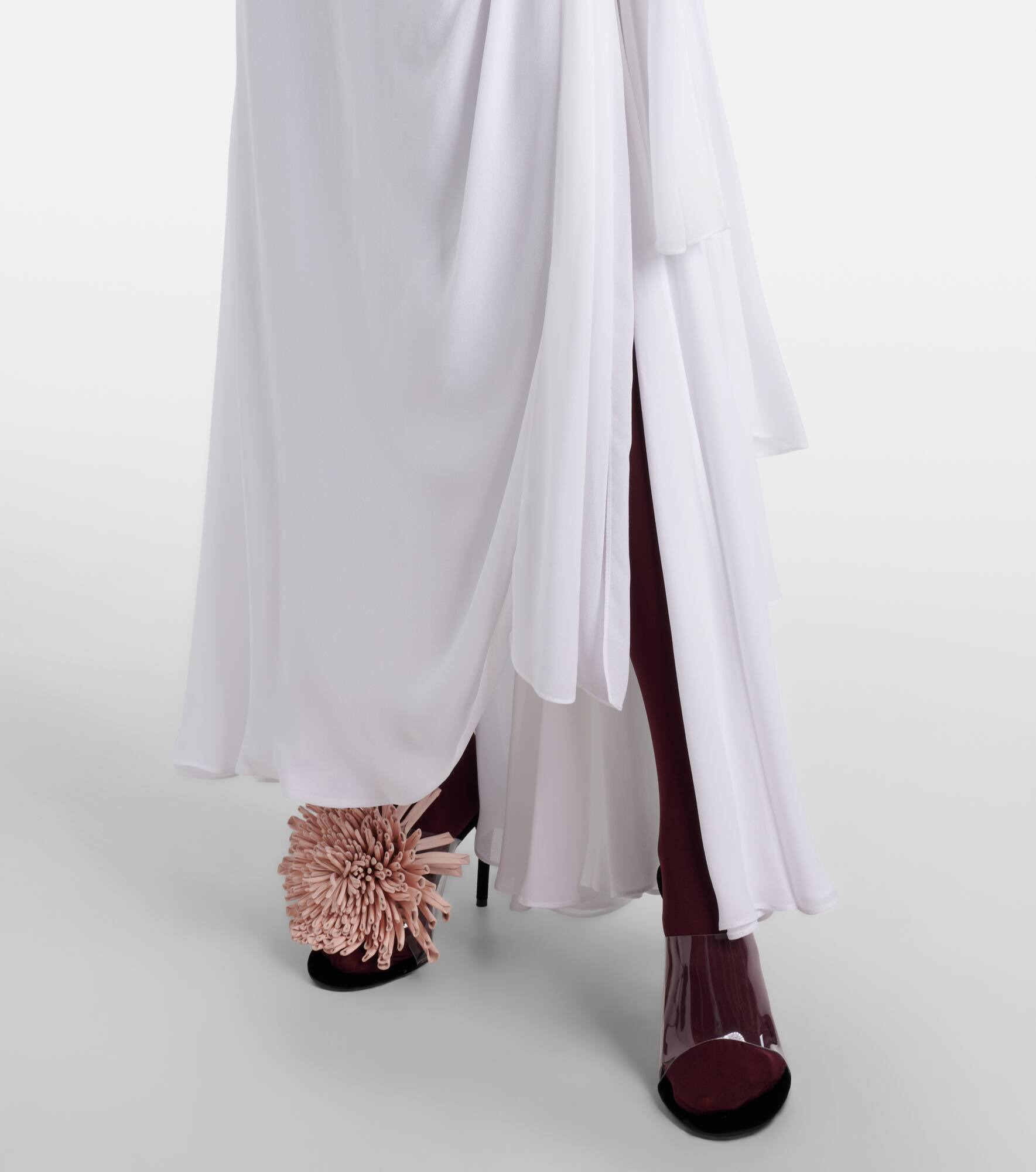 Asymmetric bow-detail georgette maxi dress - 6