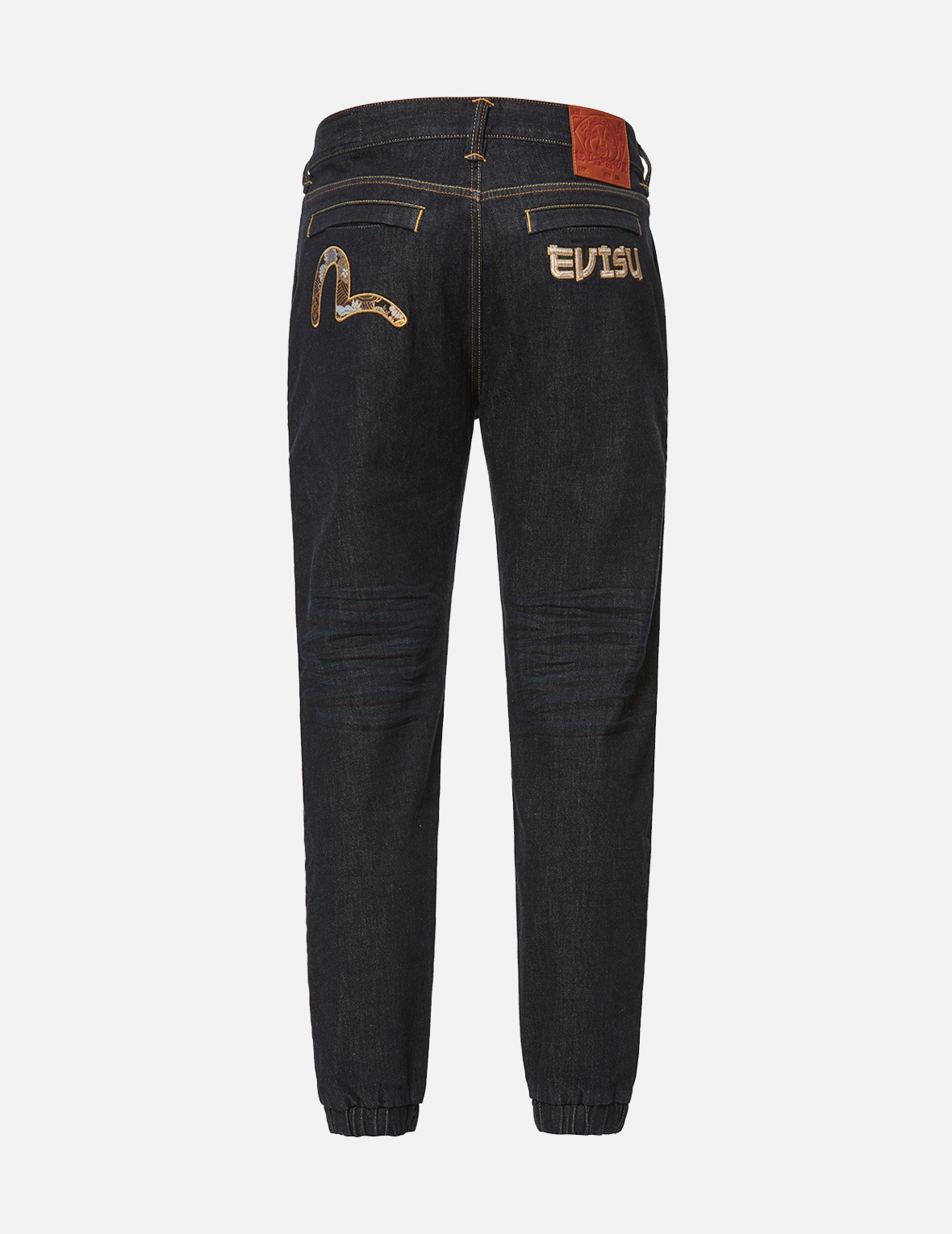 BROCADE SEAGULL APPLIQUÉ DENIM JOGGER PANTS - 2