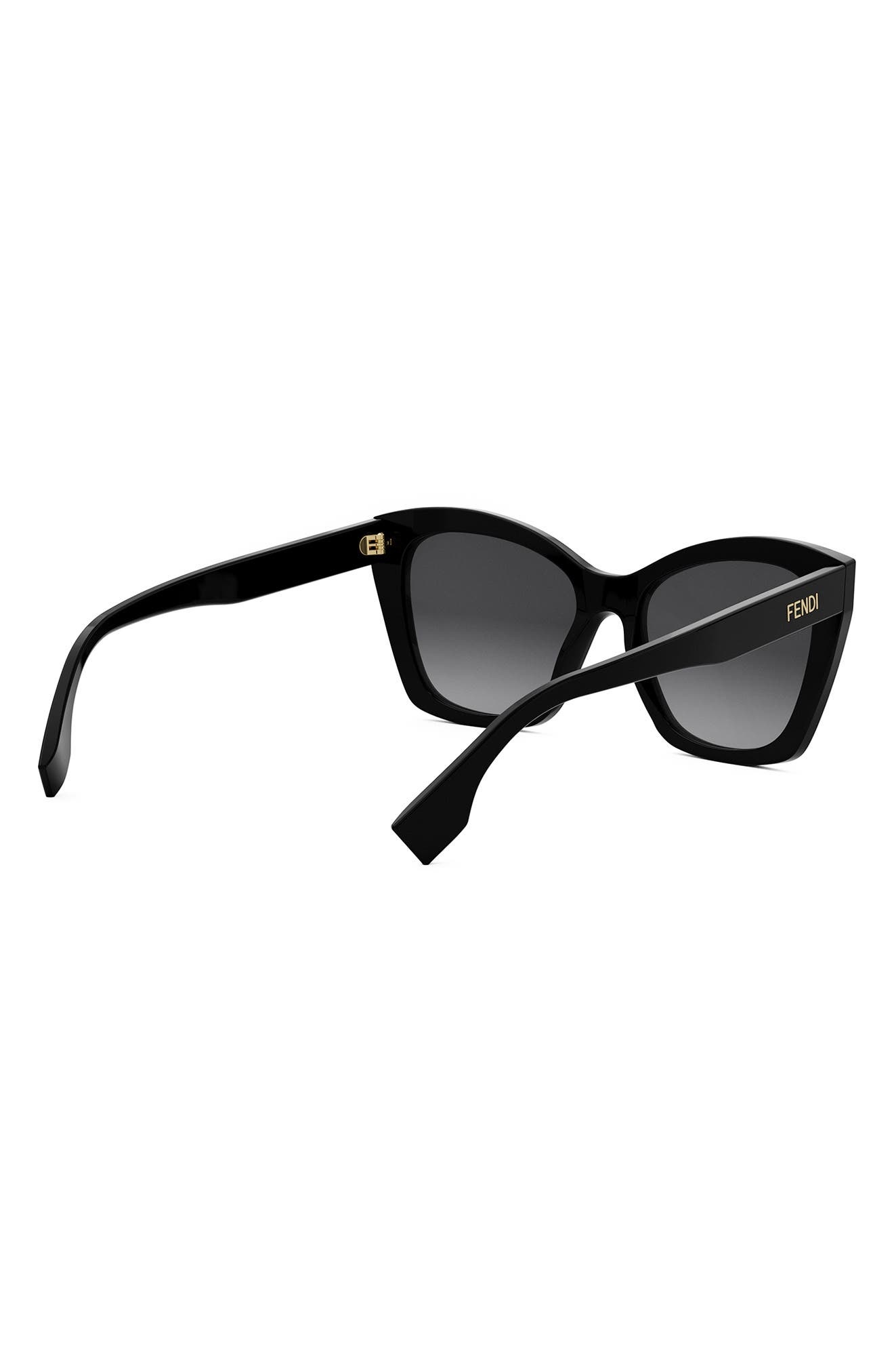 'Fendi Lettering 55mm Gradient Square Sunglasses in Shiny Black /Gradient Smoke at Nordstrom - 4