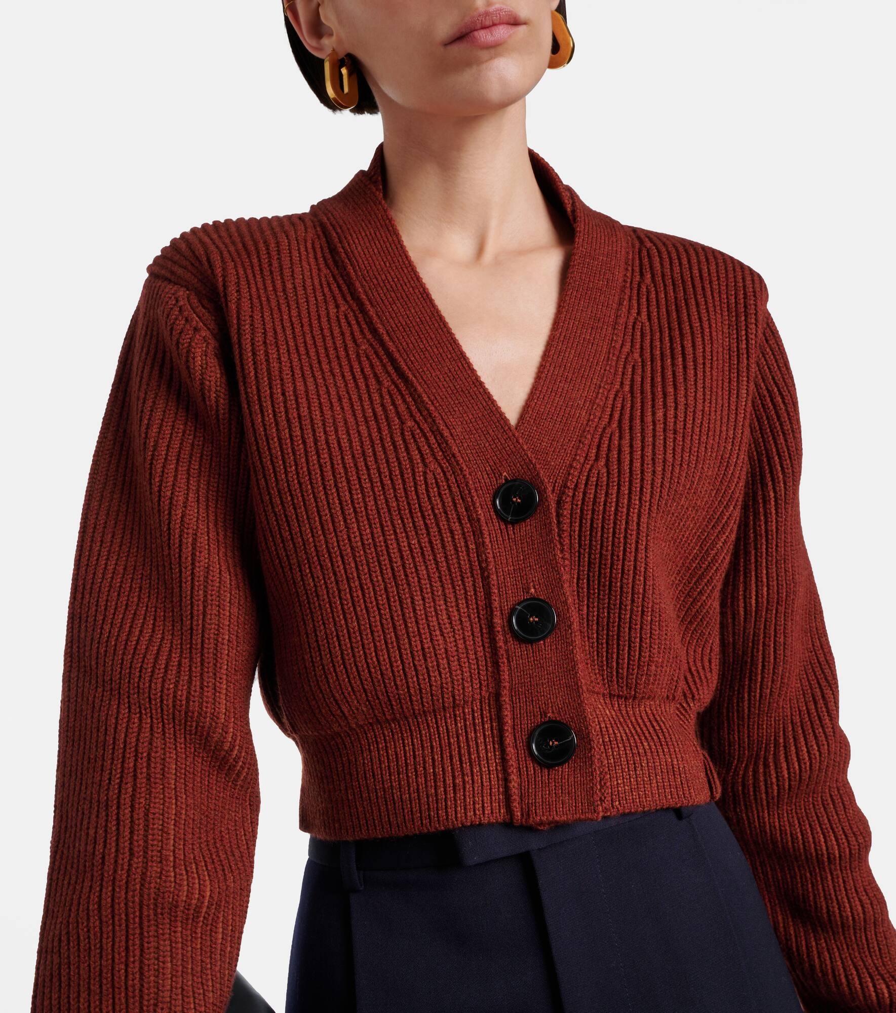 Cropped wool-blend cardigan - 4