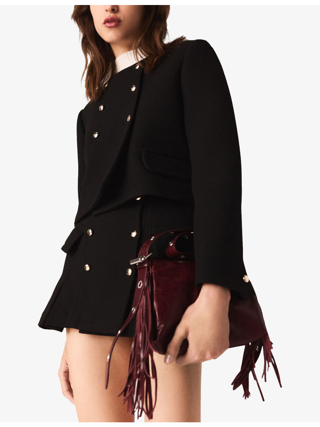 Cropped Round-Neck Woven Jacket - 3