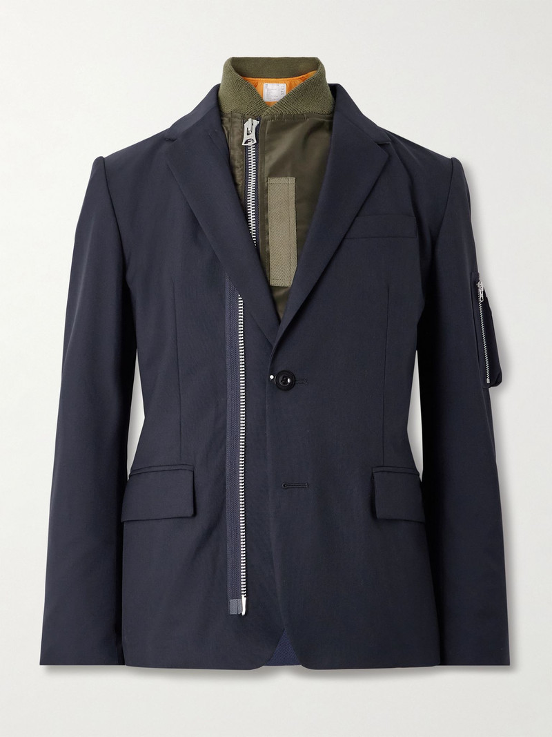Layered Shell and Padded Grain de Poudre Blazer Navy 1