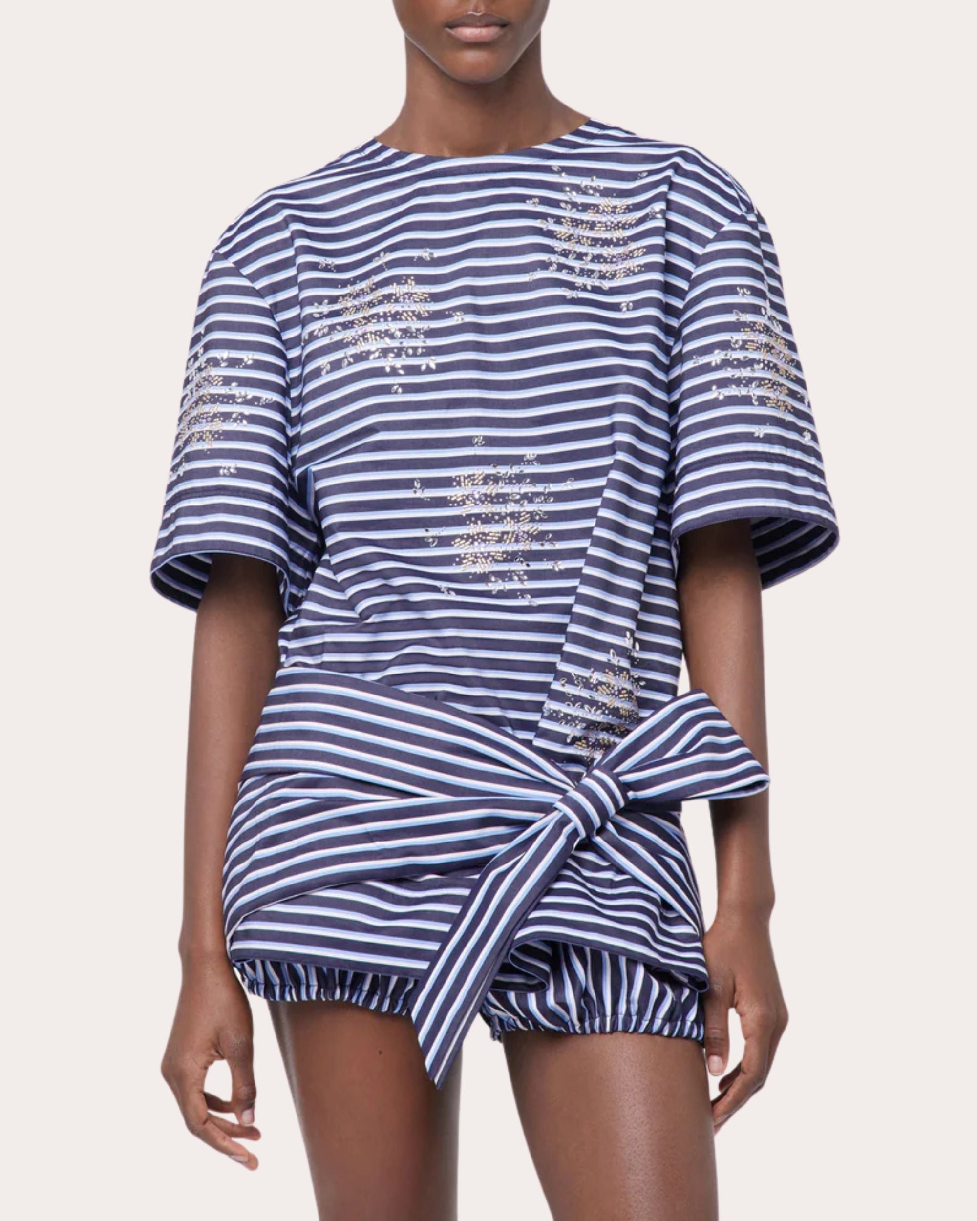 Embellished Striped Open-Back Cotton-Jersey Top - 5