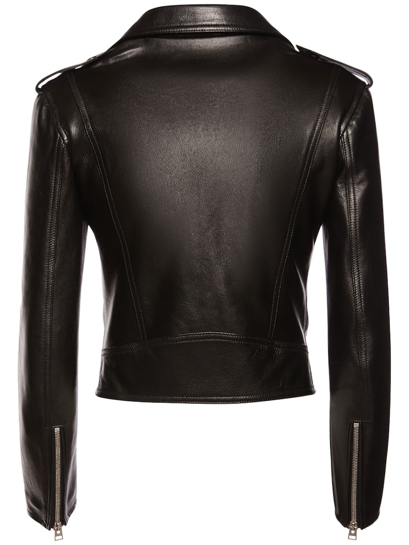 Leather biker jacket w/ zips - 3