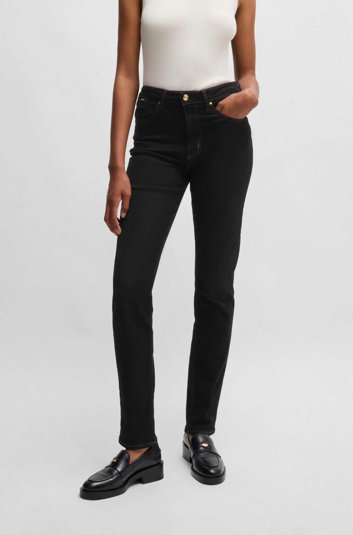 SLIM-FIT JEANS IN BLACK STRETCH DENIM - 2