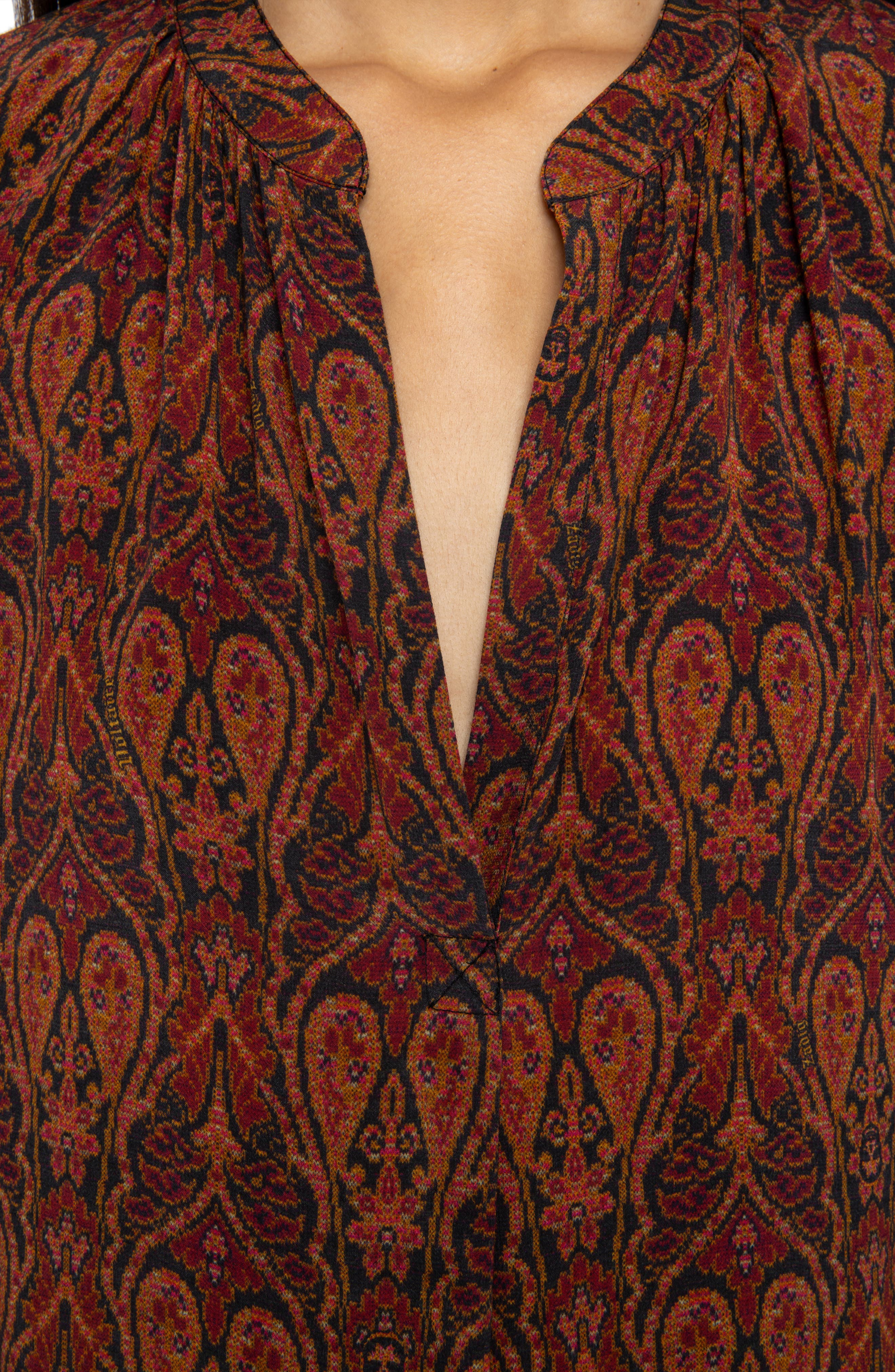 Zadig & Voltaire Tinko Paisley Print Long Sleeve Shirt in Brown/Black at Nordstrom - 4
