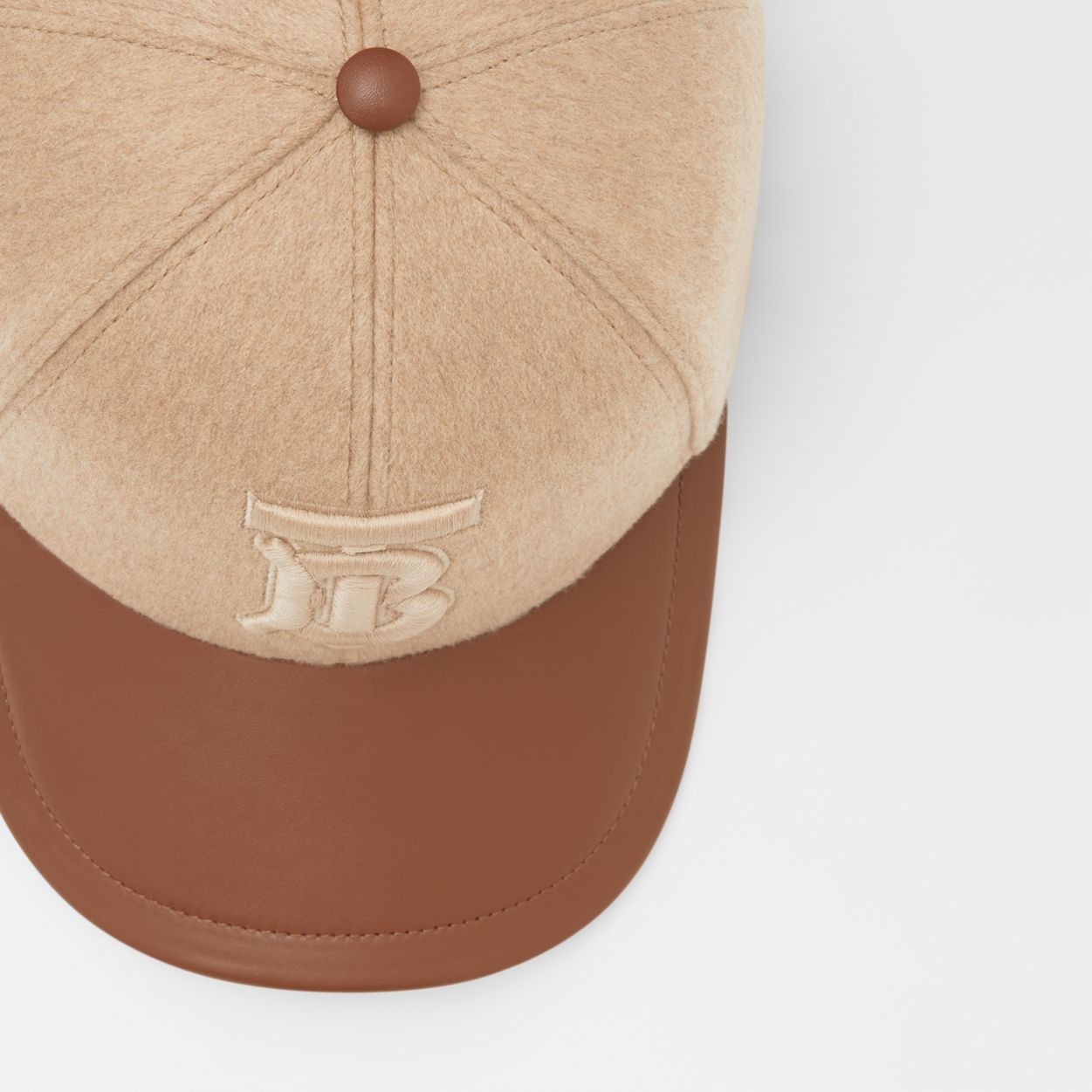 Monogram Motif Cashmere and Leather Baseball Cap - 2
