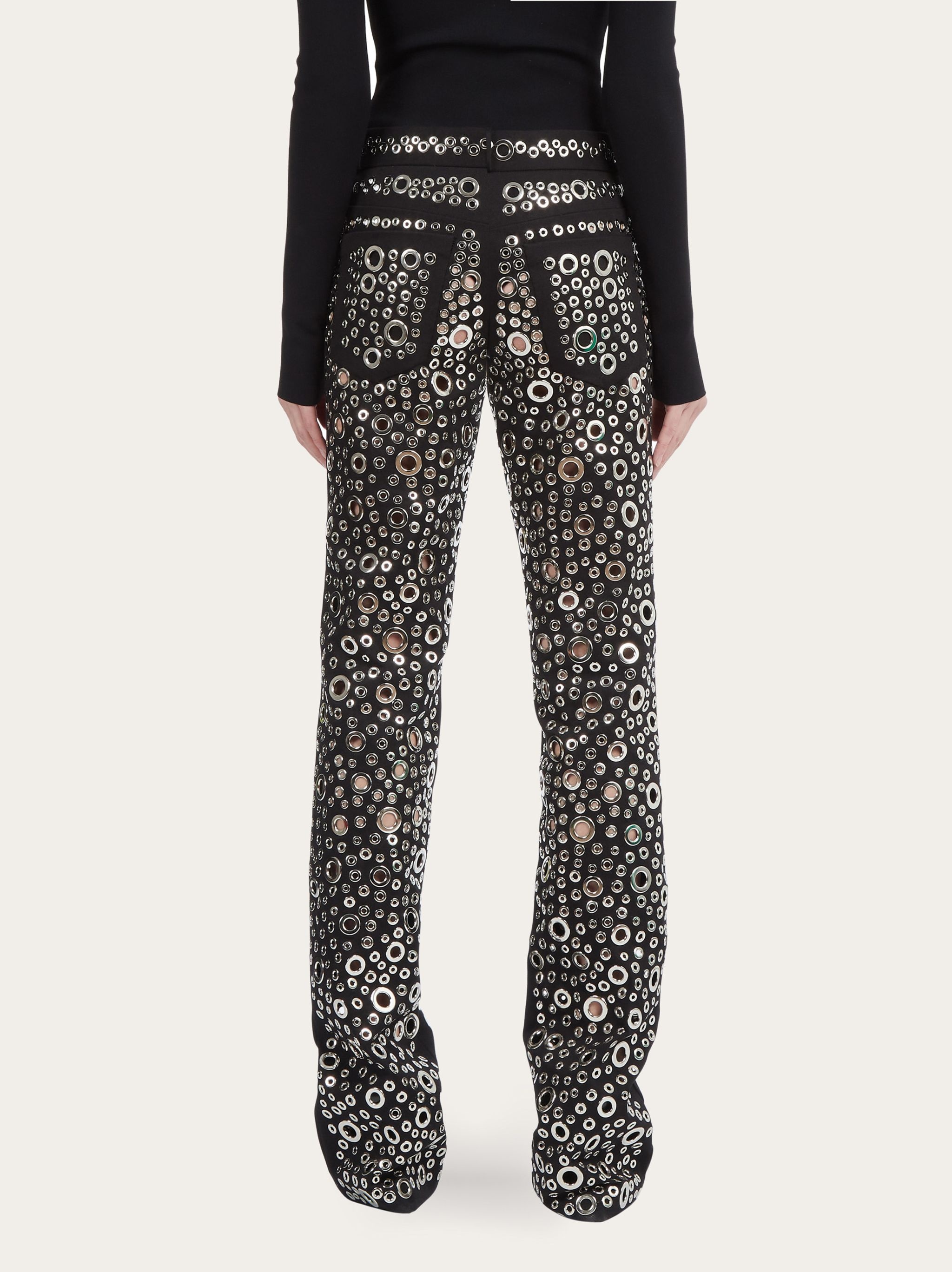 5 pocket pants with metal eyelets - 4