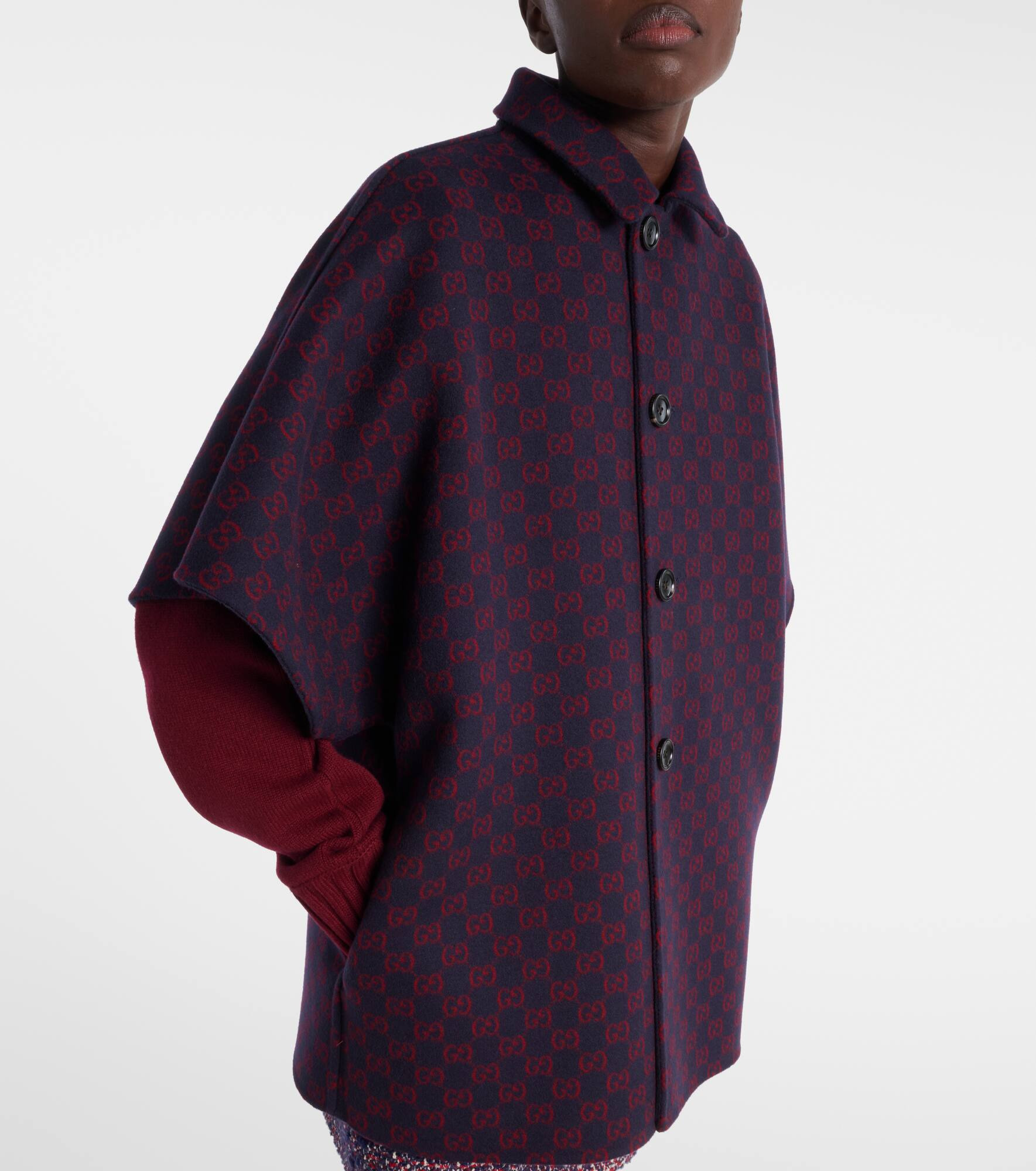 Single-breasted wool cape - 6