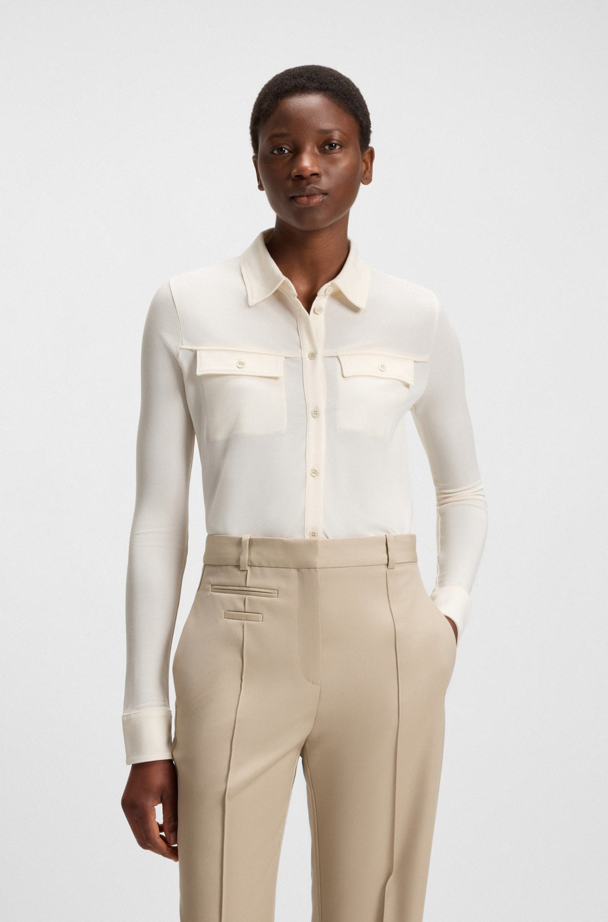 SLIM-FIT BLOUSE IN MATTE JERSEY - 2