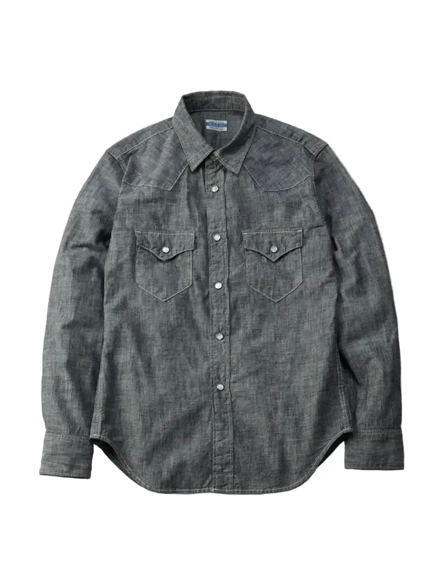 FN-SCW-003L 5oz Western Chambray Shirt Black - 1