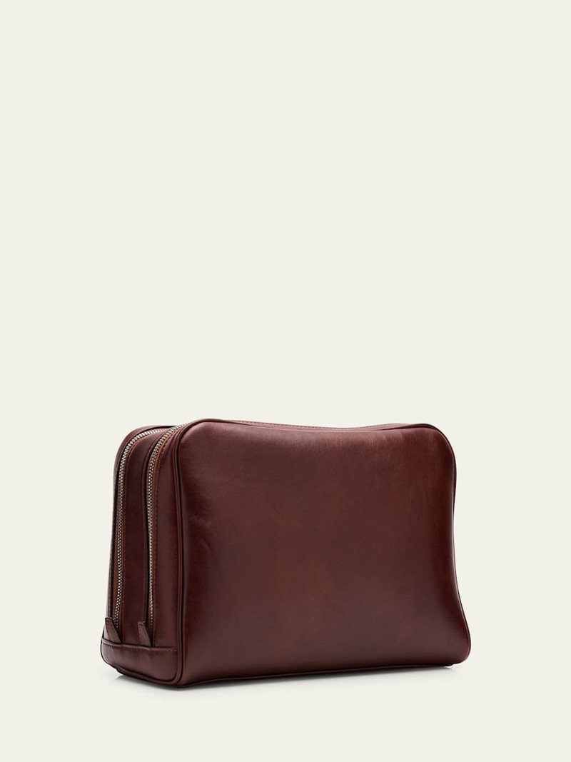 Brunello Cucinelli Men's Leather Double-Zip Toiletry Case outlook