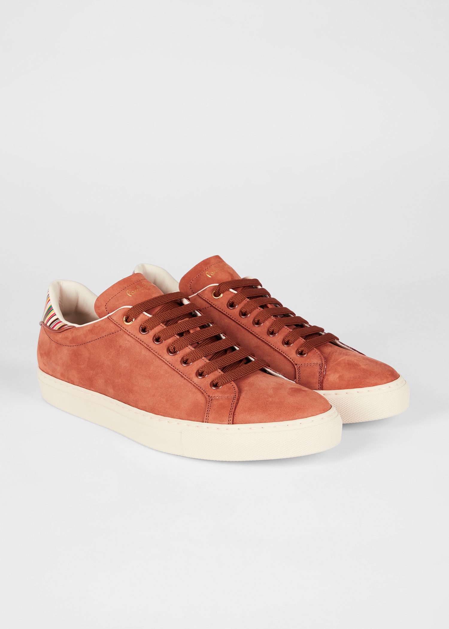 Tan Nubuck Leather 'Beck' Trainers 'Signature Stripe' Heel Panels - 4