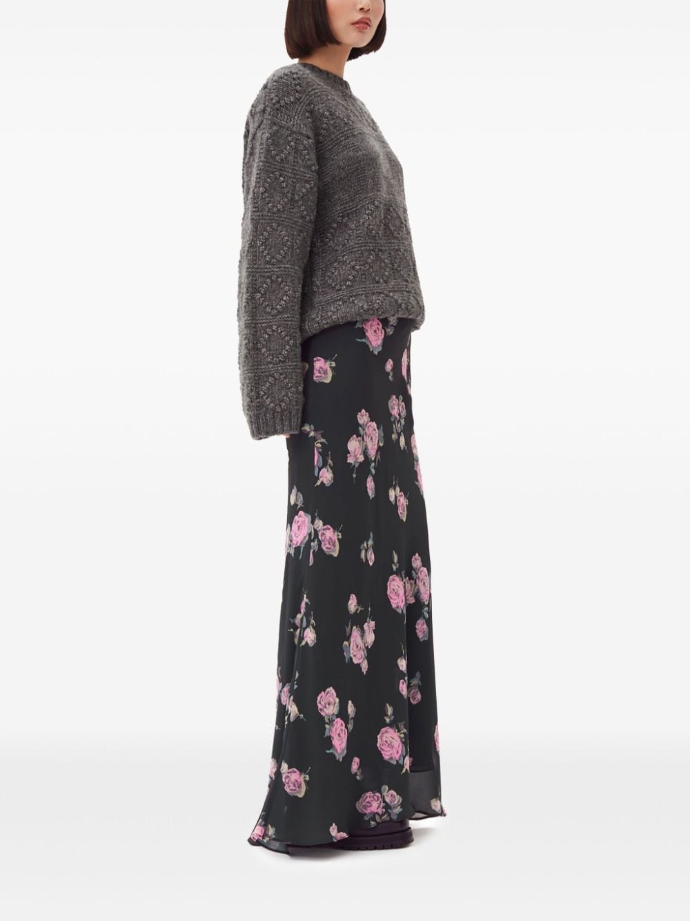 floral-print fluid crepe maxi skirt - 3