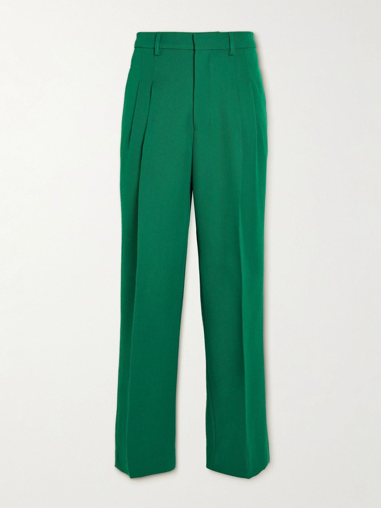 Wide-Leg Pleated Wool-Gabardine Trousers - 1