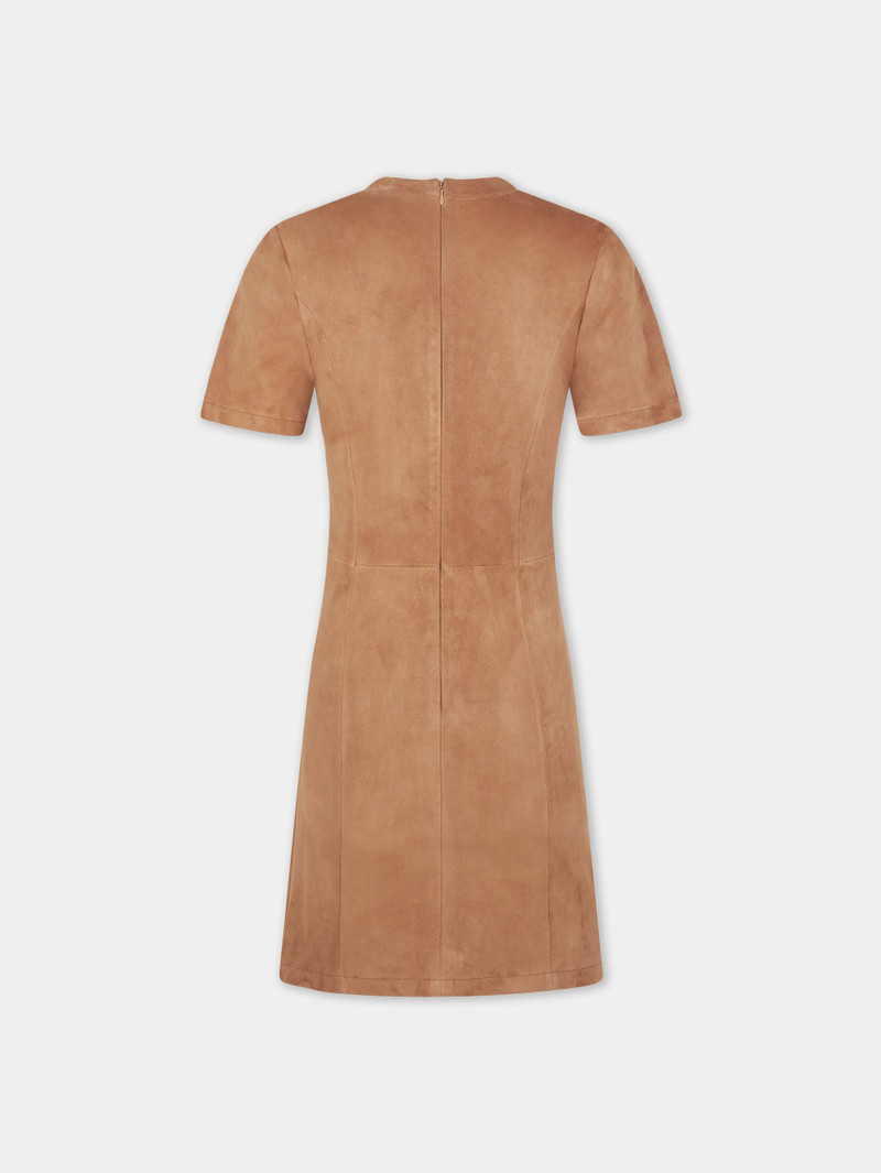 CARAMEL SHORT CAMEL DRAPED DRESS IN LEATHER 7
