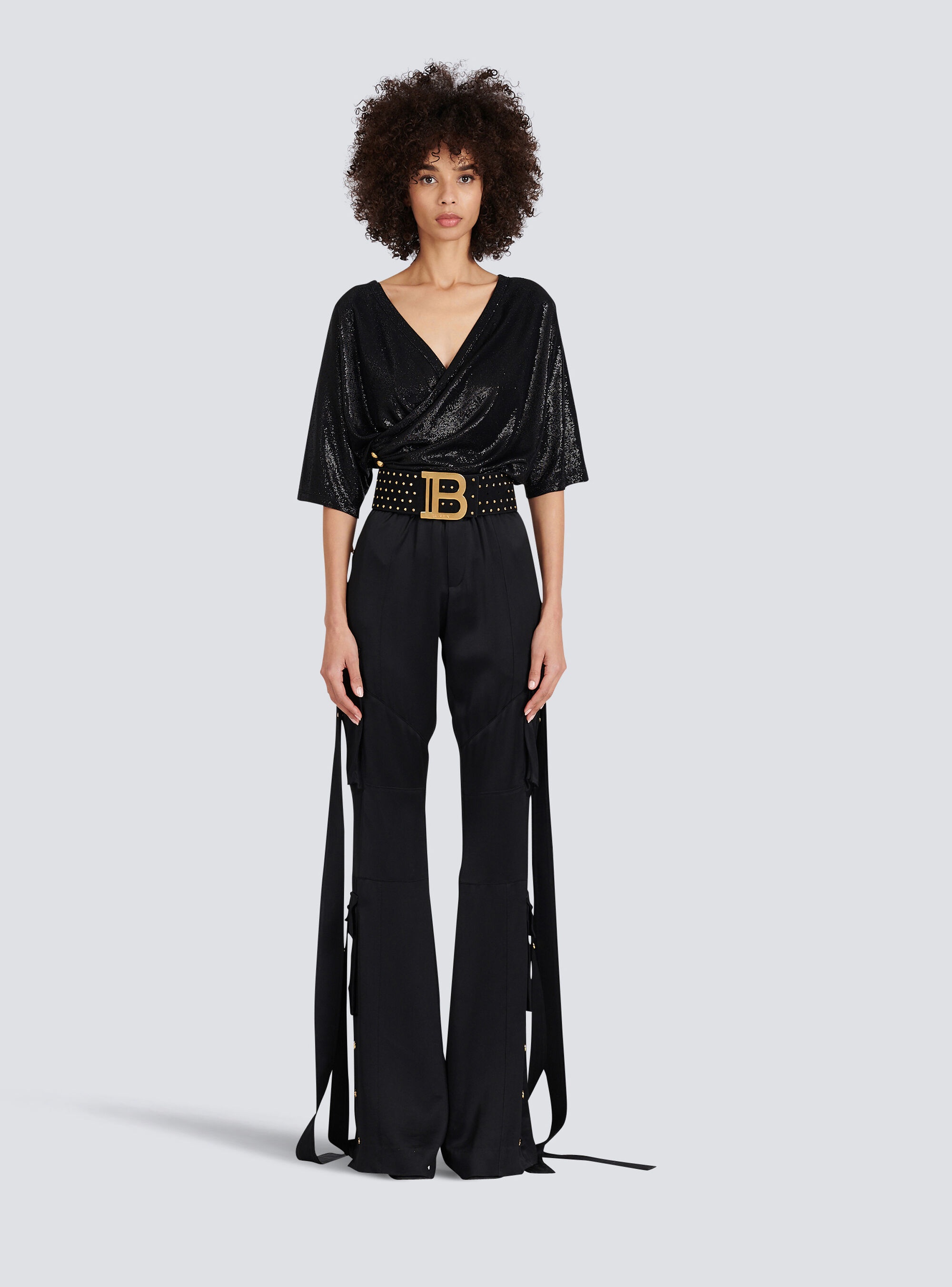 Suede  and  crystal B-Belt belt - 5