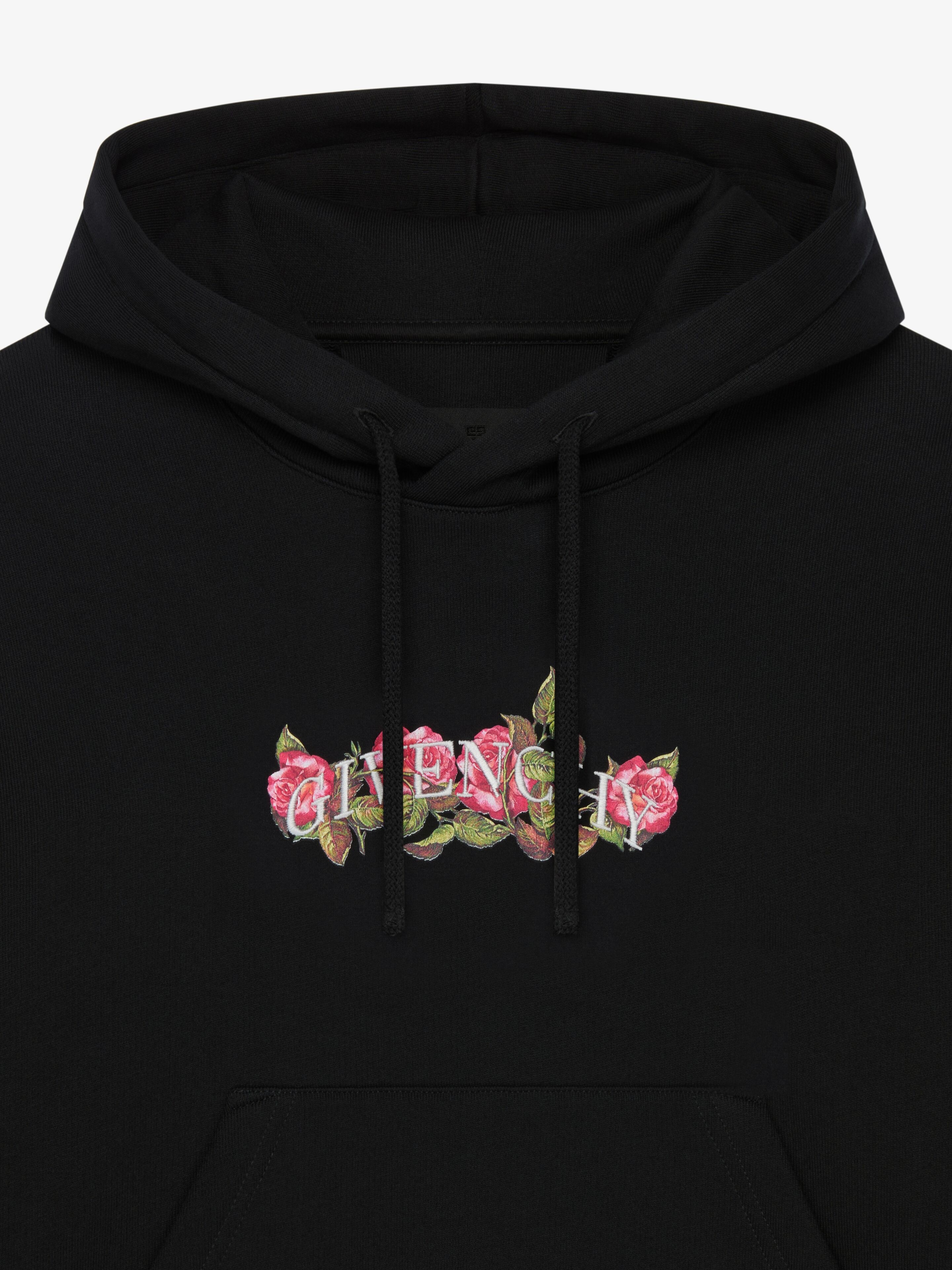 GIVENCHY CROPPED HOODIE IN COTTON WITH ROSES PRINT - 5