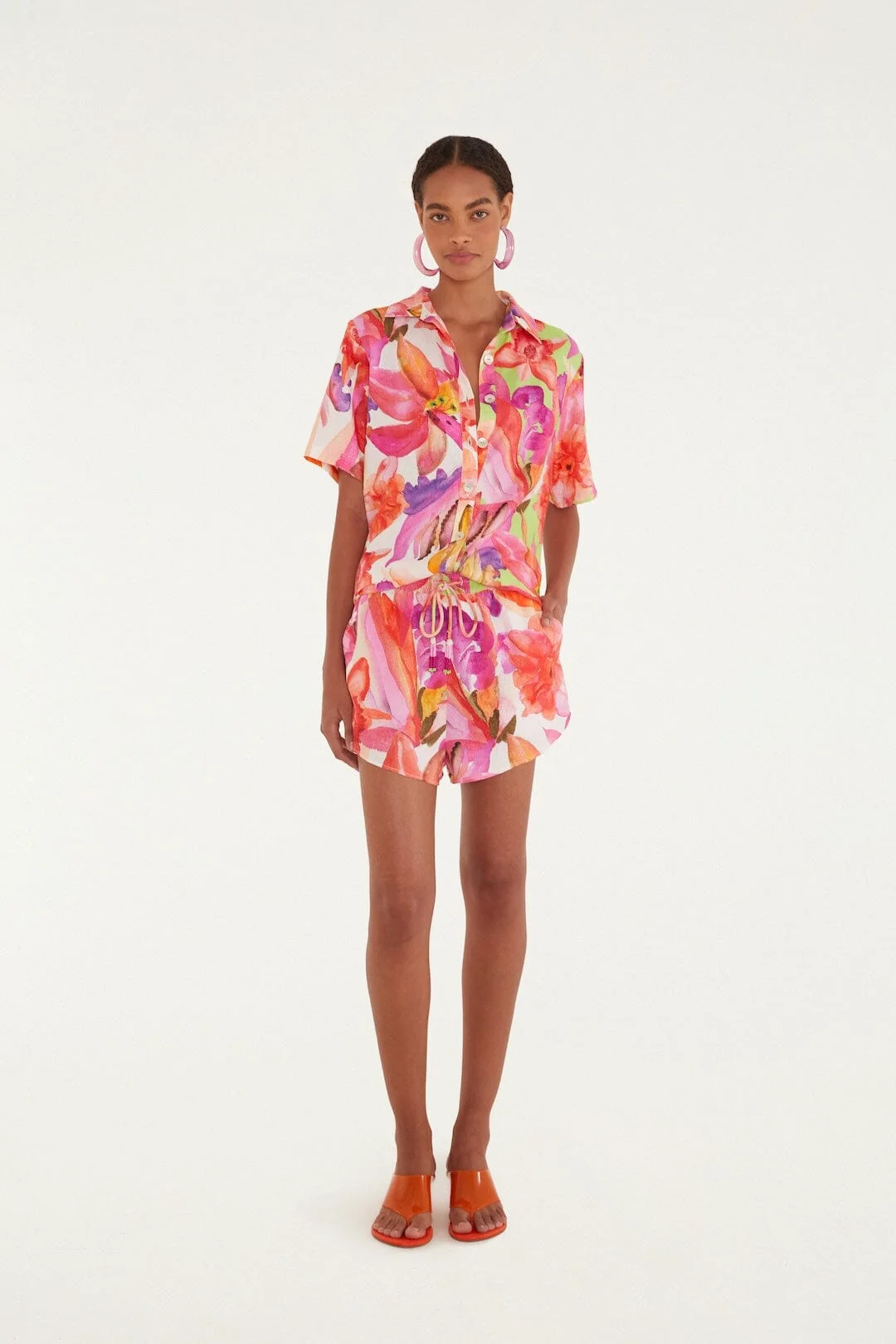 Multicolor Artsy Flora Lenzing Ecovero Euroflax Shorts - 1