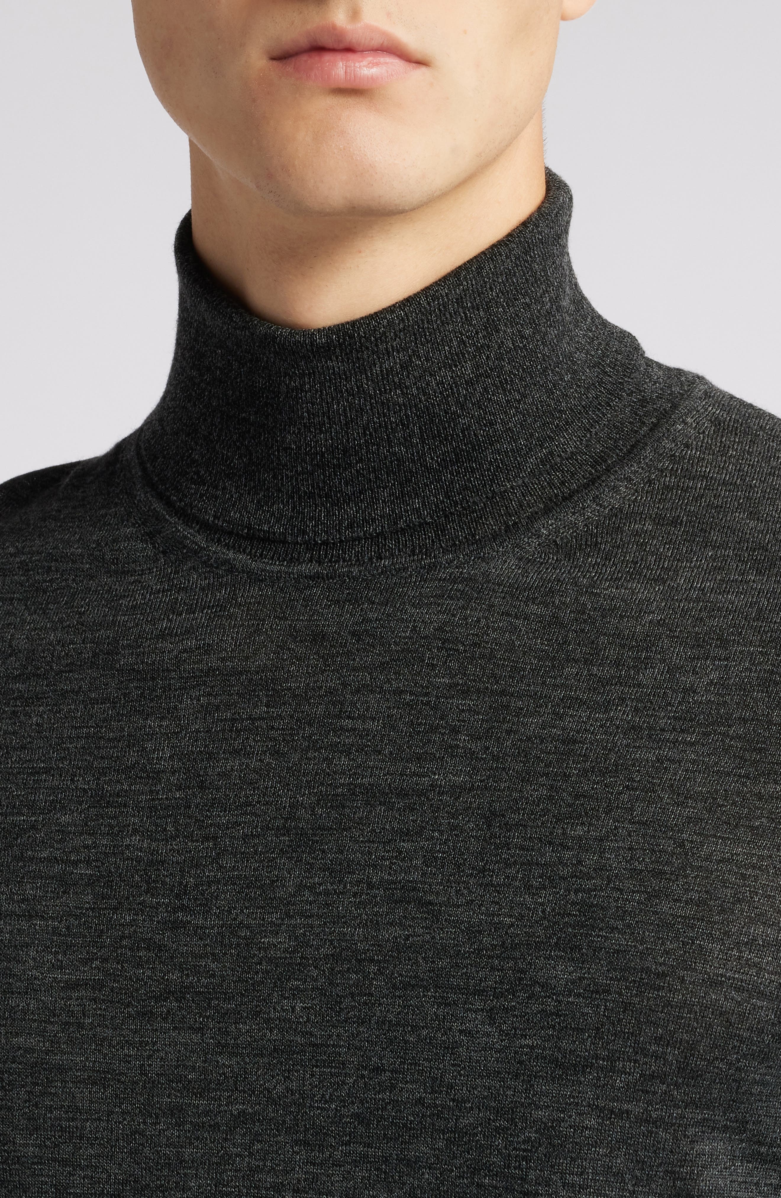 BOSS Musso Virgin Wool Turtleneck Sweater in Black at Nordstrom - 4