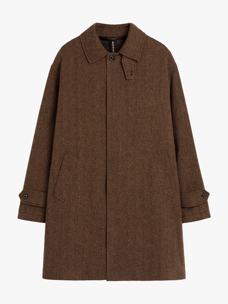 SOHO BROWN HERRINGBONE WOOL OVERCOAT 1