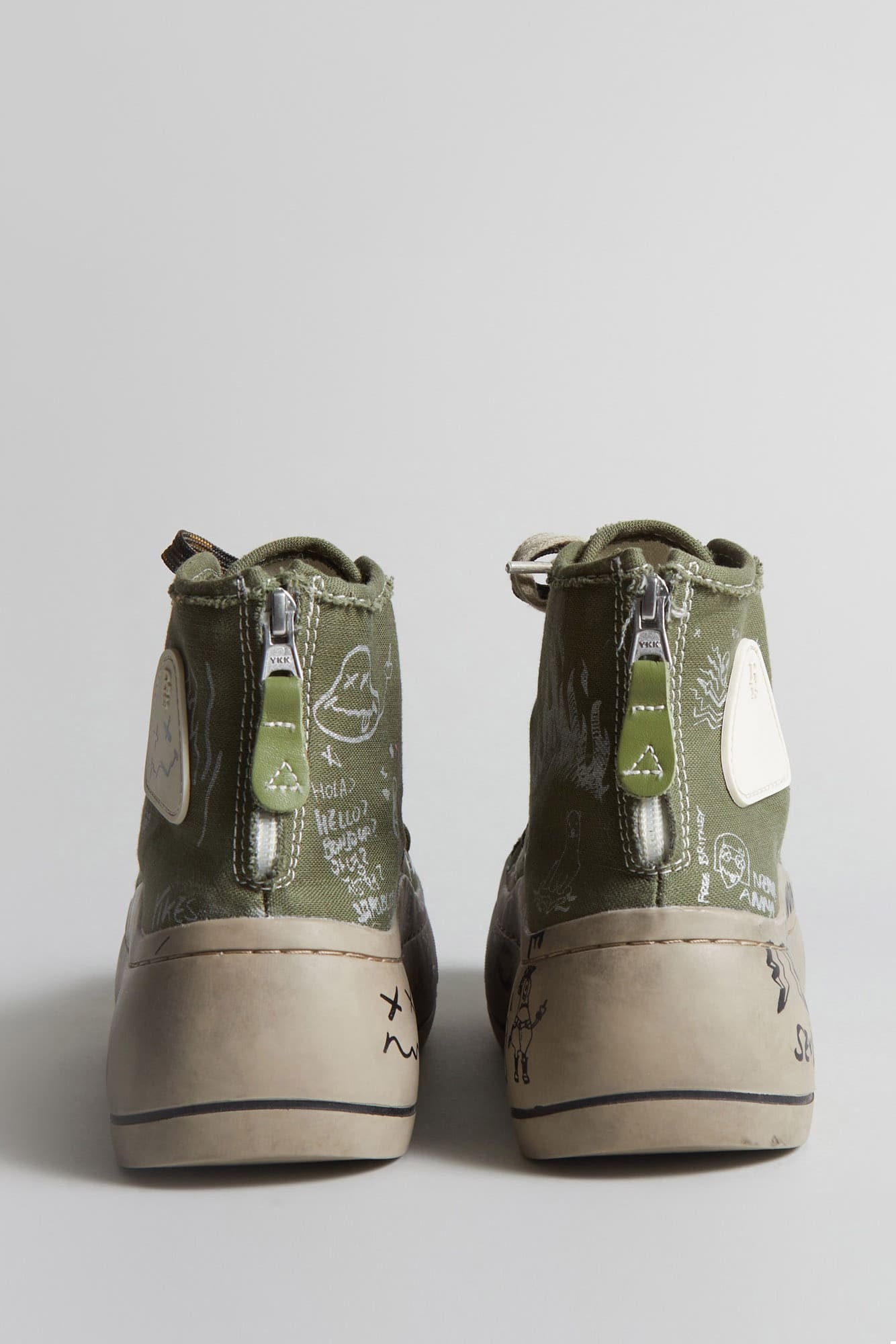 DOUBLE GROMMET KURT HIGH TOP SNEAKER - GRAFFITI OLIVE - 3