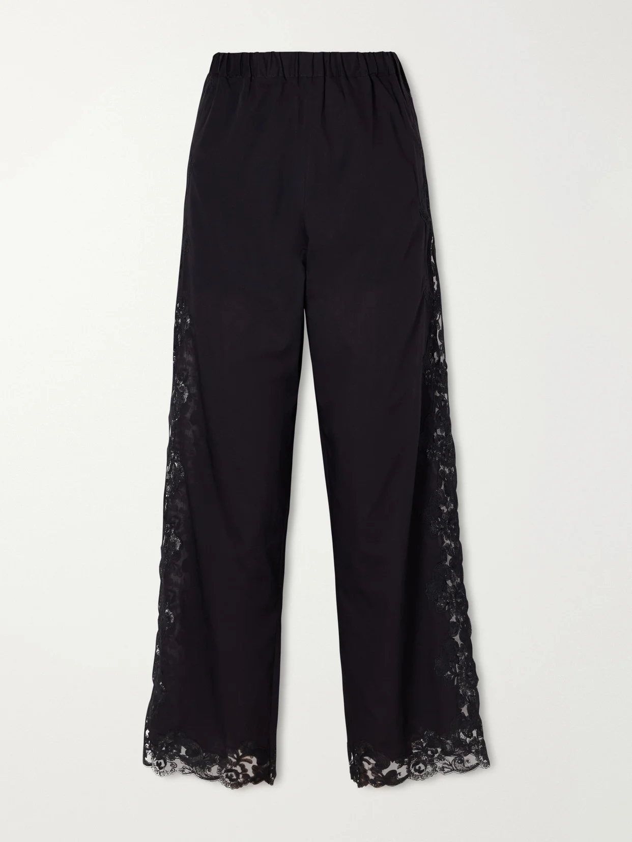 Yasmin Lace-trimmed Cotton Straight-leg Pants - 1