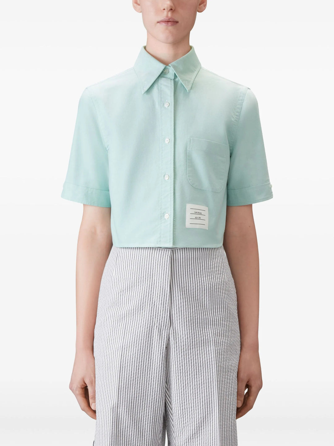 Oxford Cropped Short Sleeve Shirt Women - 3