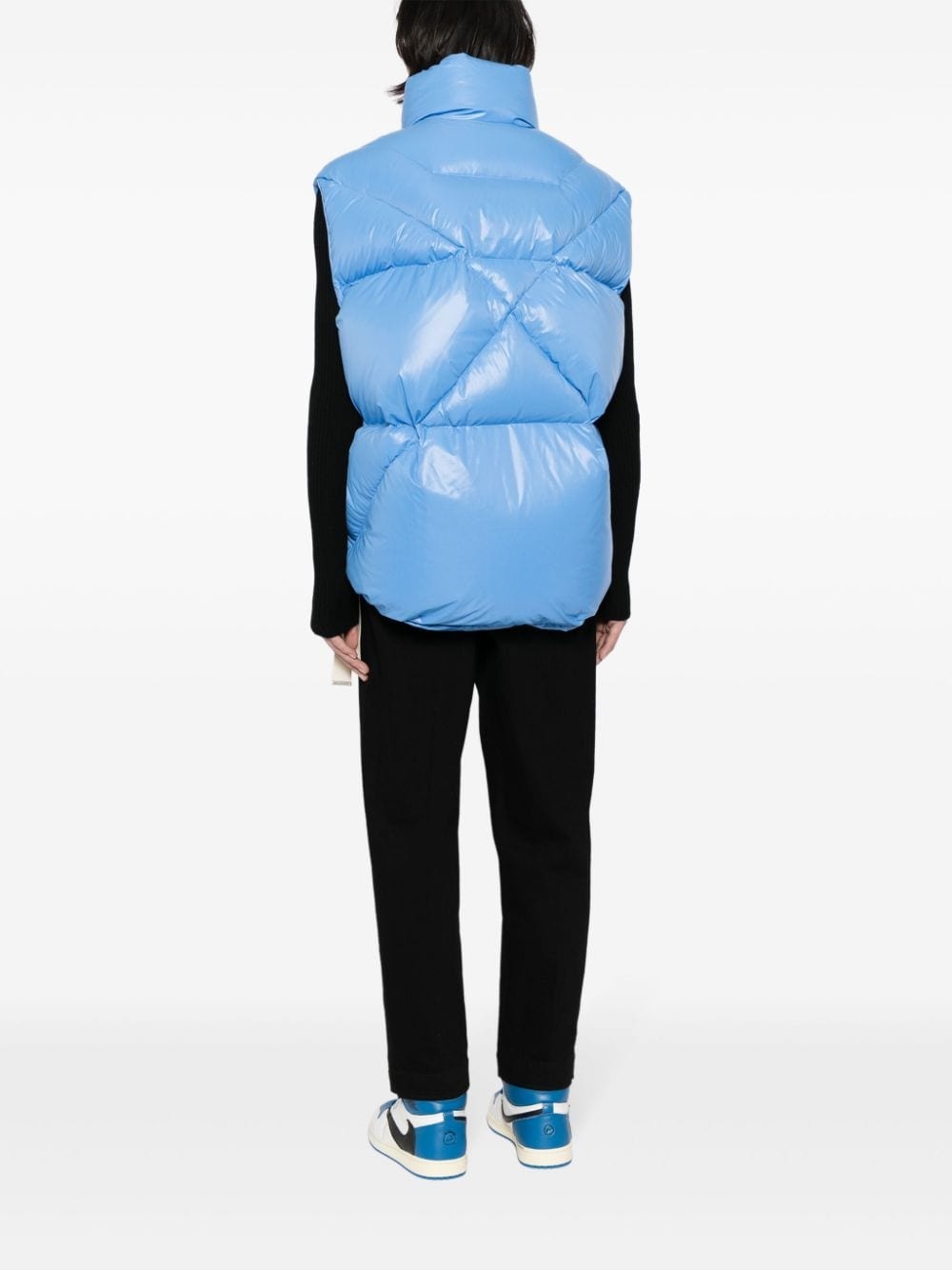 logo-tape shiny puffer gilet - 4