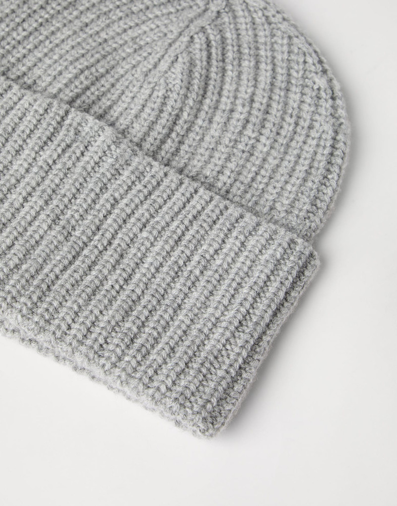 Brunello Cucinelli Cashmere English rib knit beanie outlook