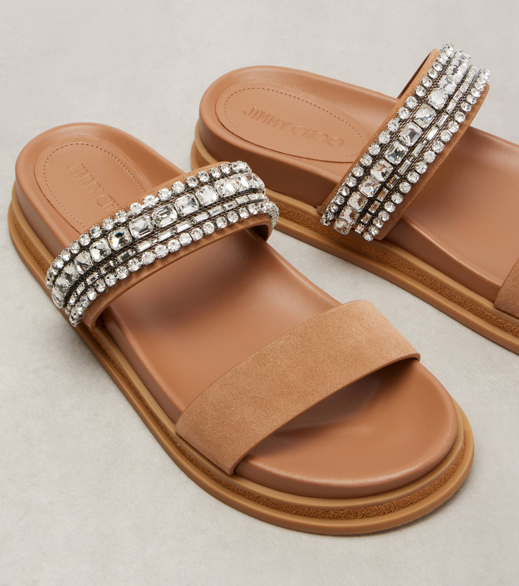 Jadi crystal-embellished suede slides - 5