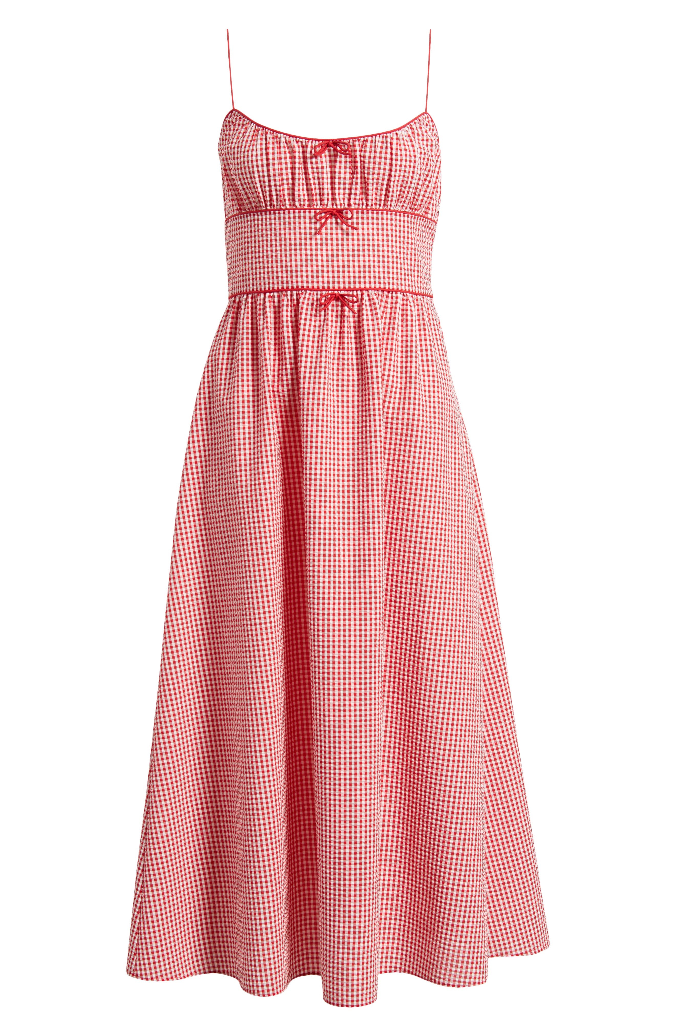 DÔEN Belline Check Midi Dress in Rouge La Maddalena Gingham at Nordstrom - 5