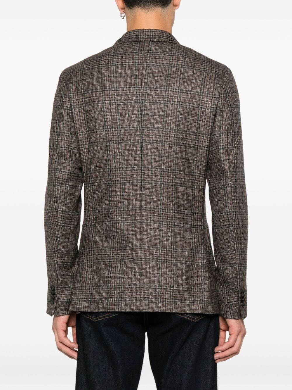 checked two-button jacket - 4