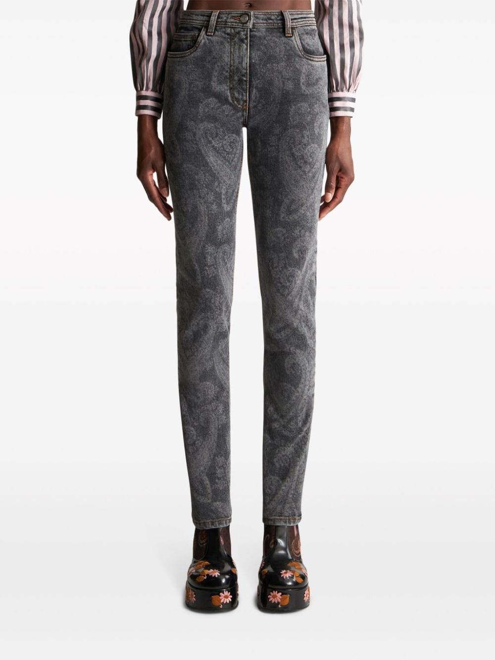 high-rise paisley-print straight-leg jeans - 3