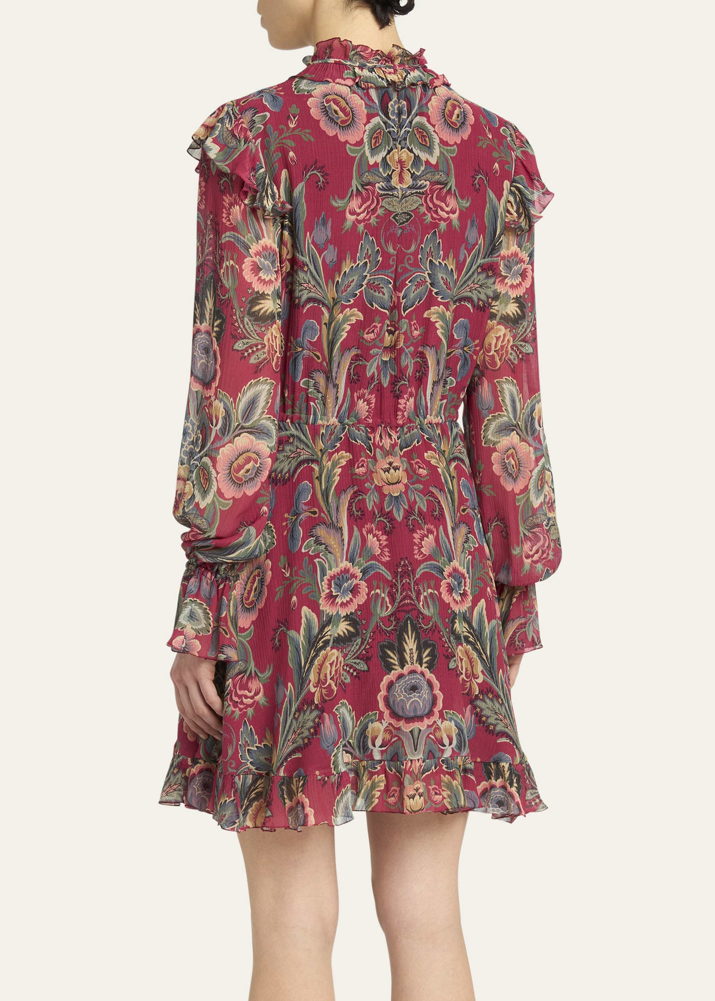 Ruffled Long-Sleeve Mini Dress - 3