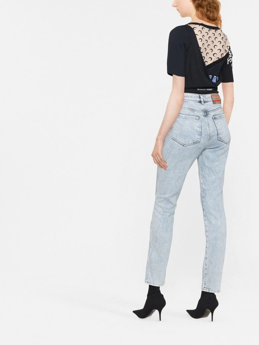 skinny-cut bleached jeans - 4