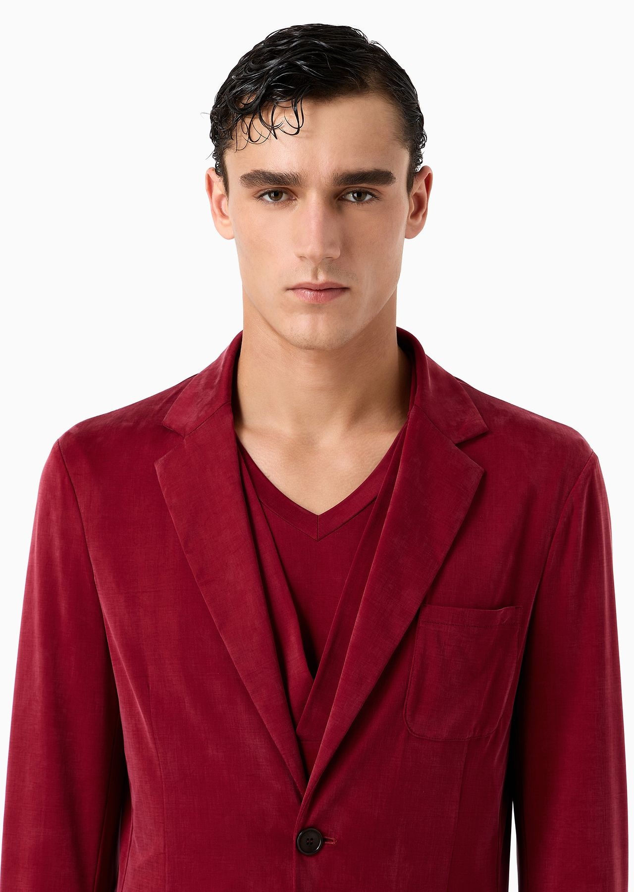 Single-breasted jacket in stretch cupro jersey - 5