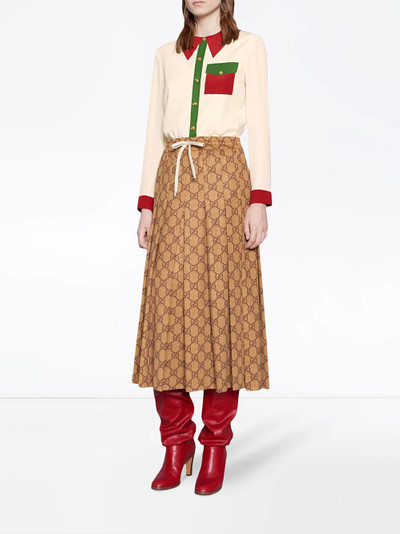 GUCCI GG print pleated midi skirt outlook