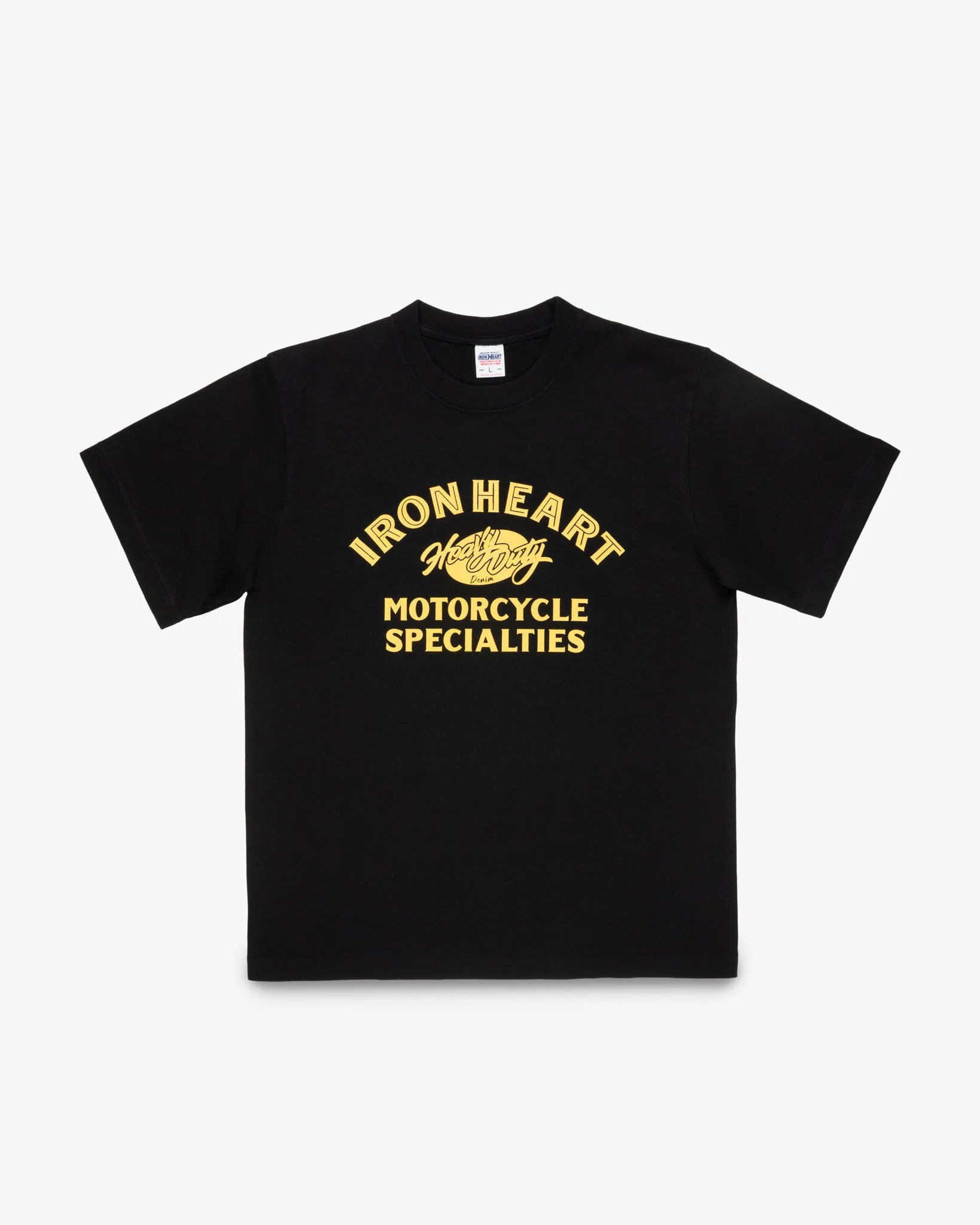 IHT-2602-BLK 7.5OZ PRINTED LOOPWHEEL CREW NECK T-SHIRT - BLACK - 1